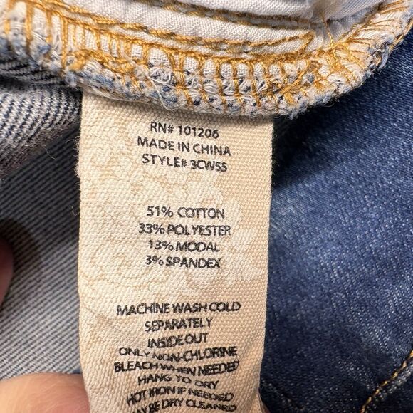 Soft Surroundings Denim Pull-On Jeans Size PXL Blue Stretch Raw Hem Mid Rise - Picture 7 of 7